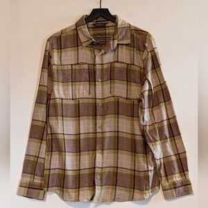 Alpine Design Mens Med Plaid Flannel Button Down Outdoor Shirt Camping Casual